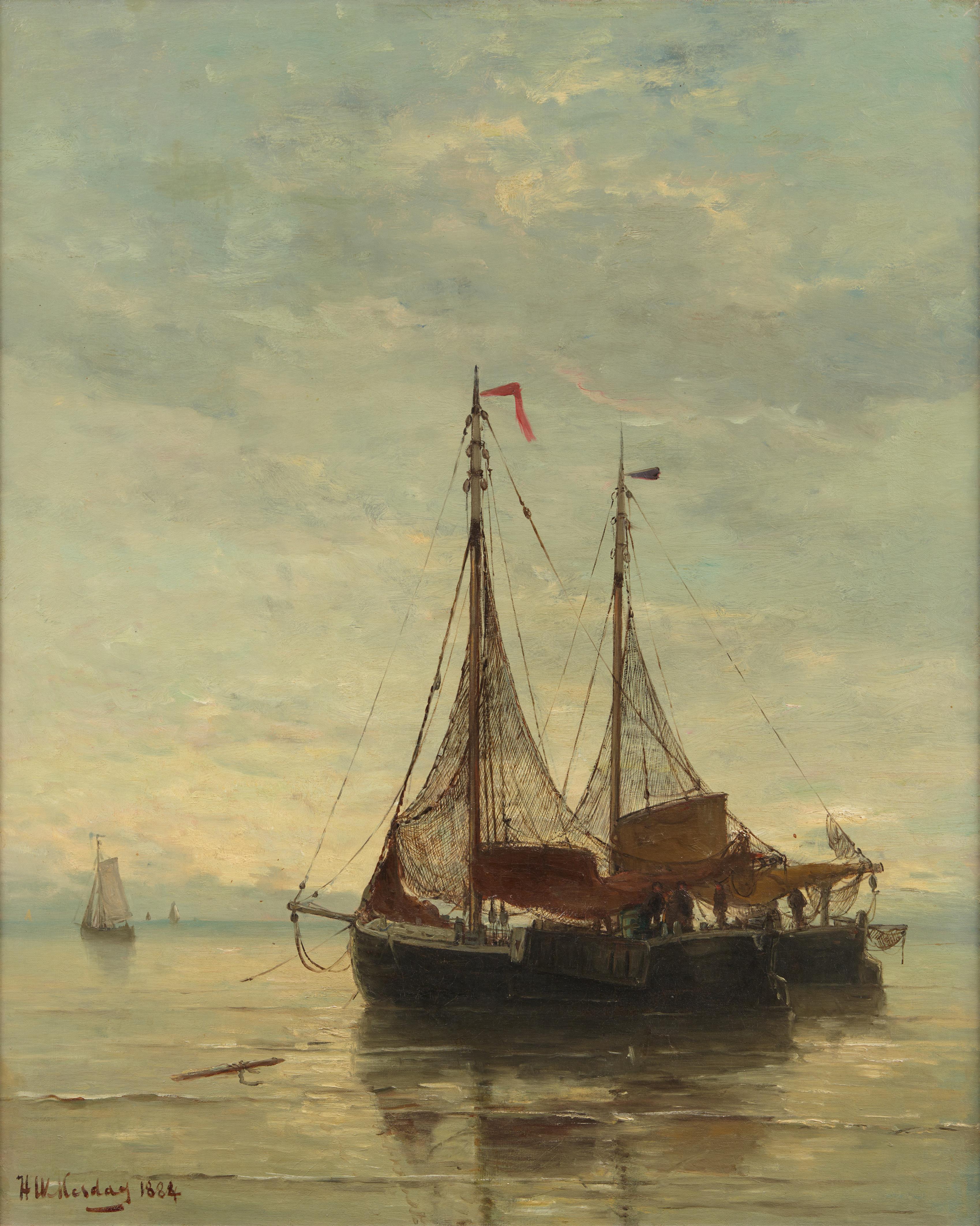 Hendrick Wilhelm Mesdag - Fisherboats at Anchor in Calm Seas - image-1