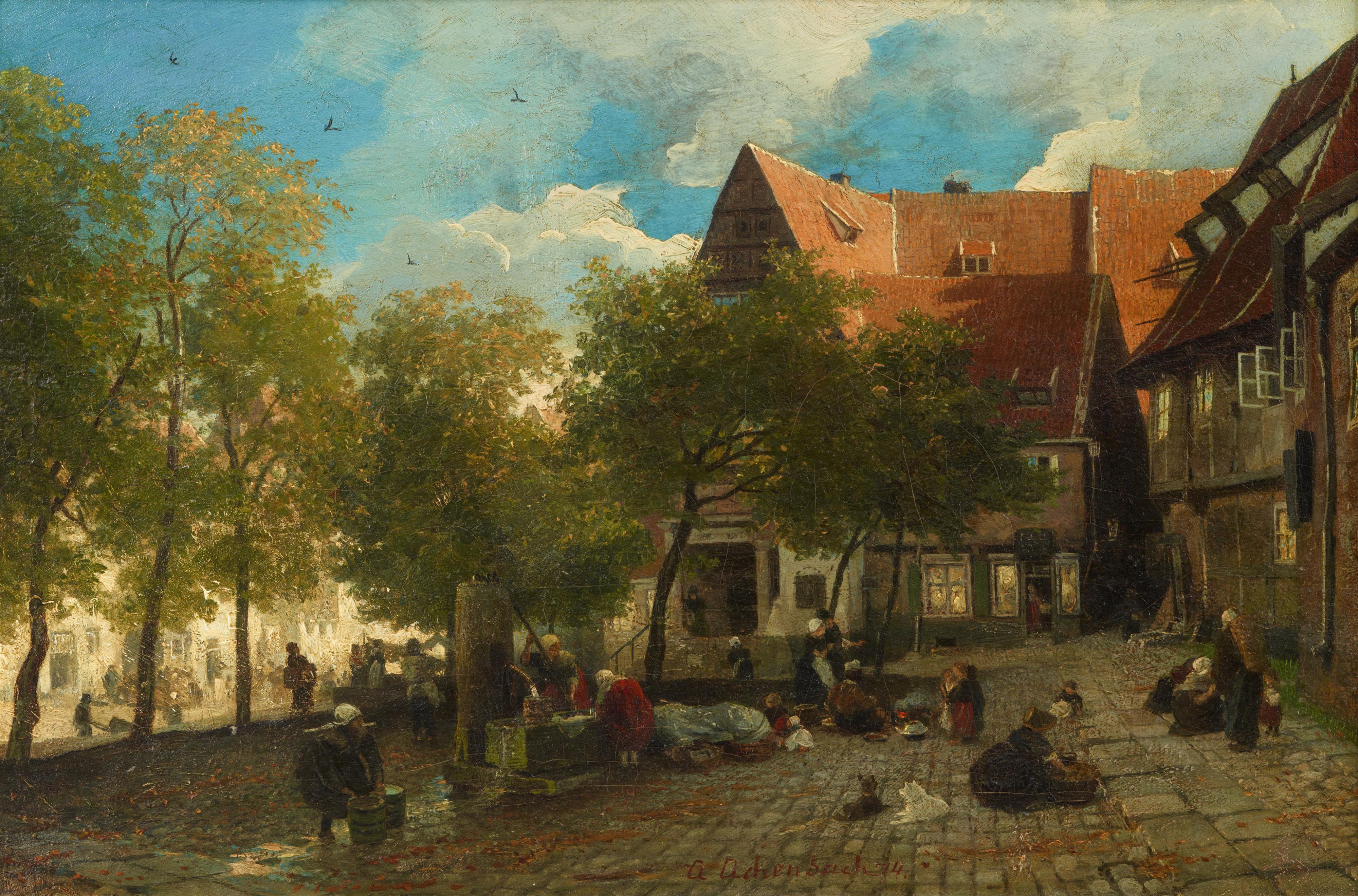 Andreas Achenbach - The Marketplace in Hildesheim - image-1