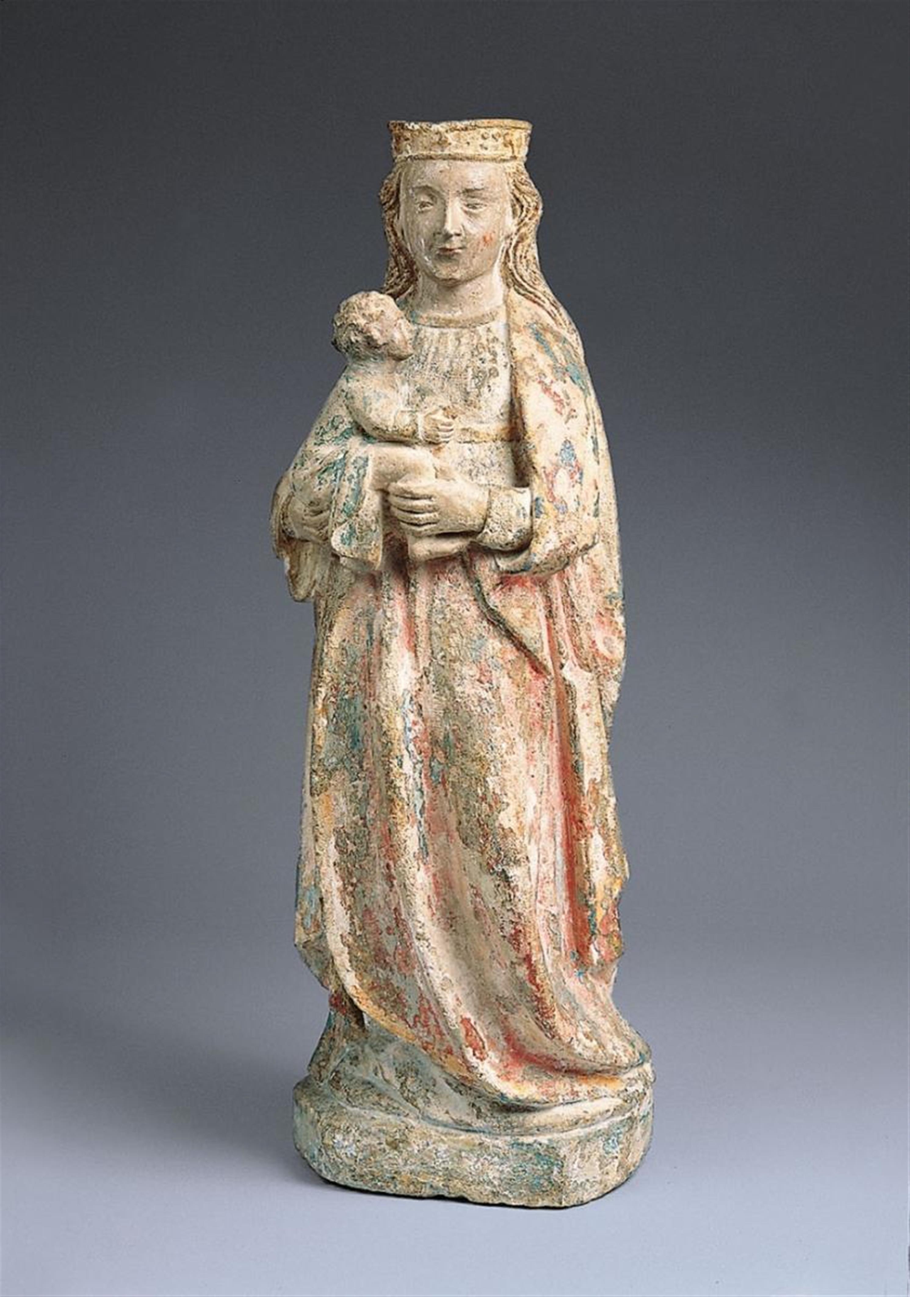 A high relief stone figure of THE VIRGIN WITH CHILD - image-2