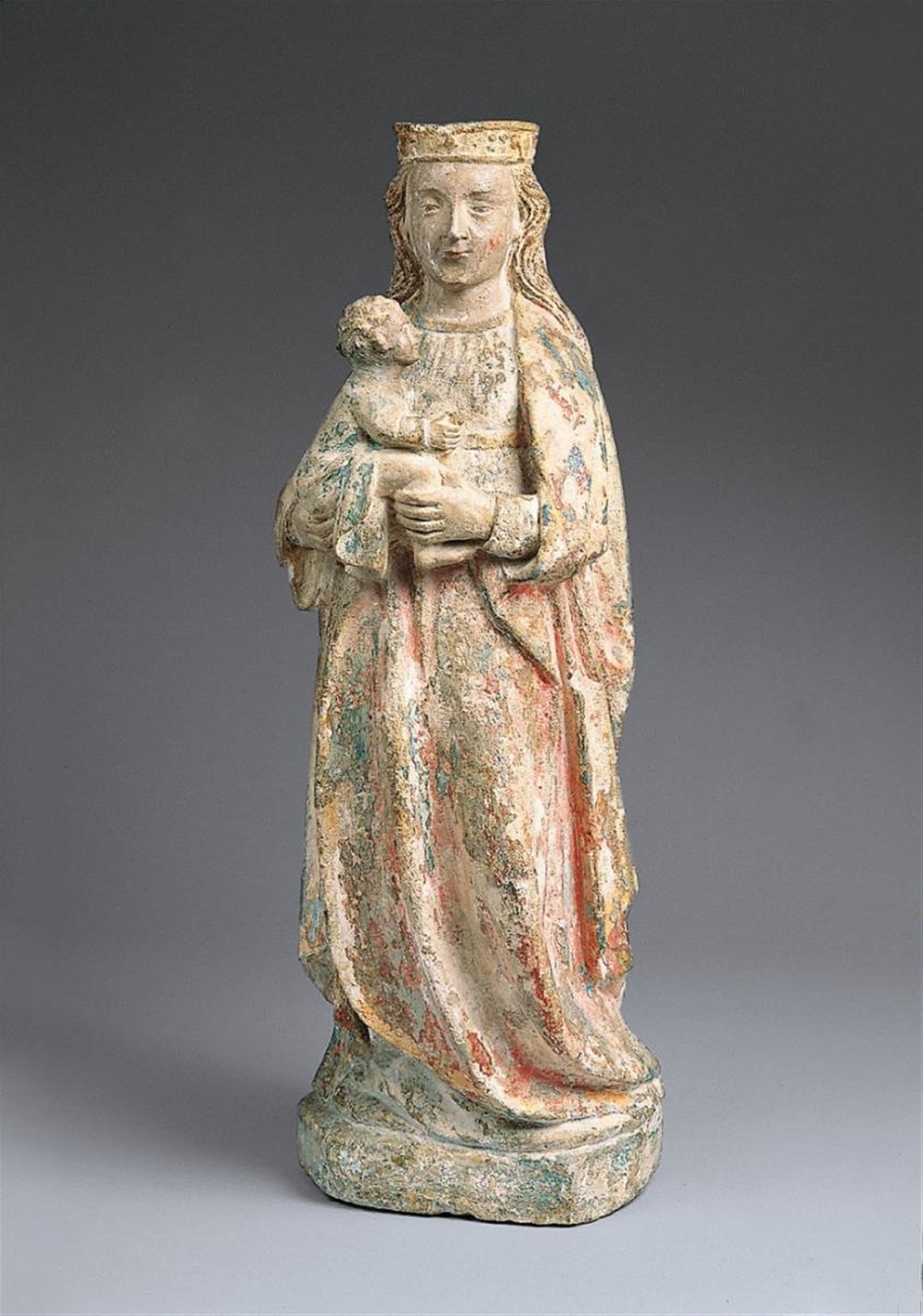 A high relief stone figure of THE VIRGIN WITH CHILD - image-1