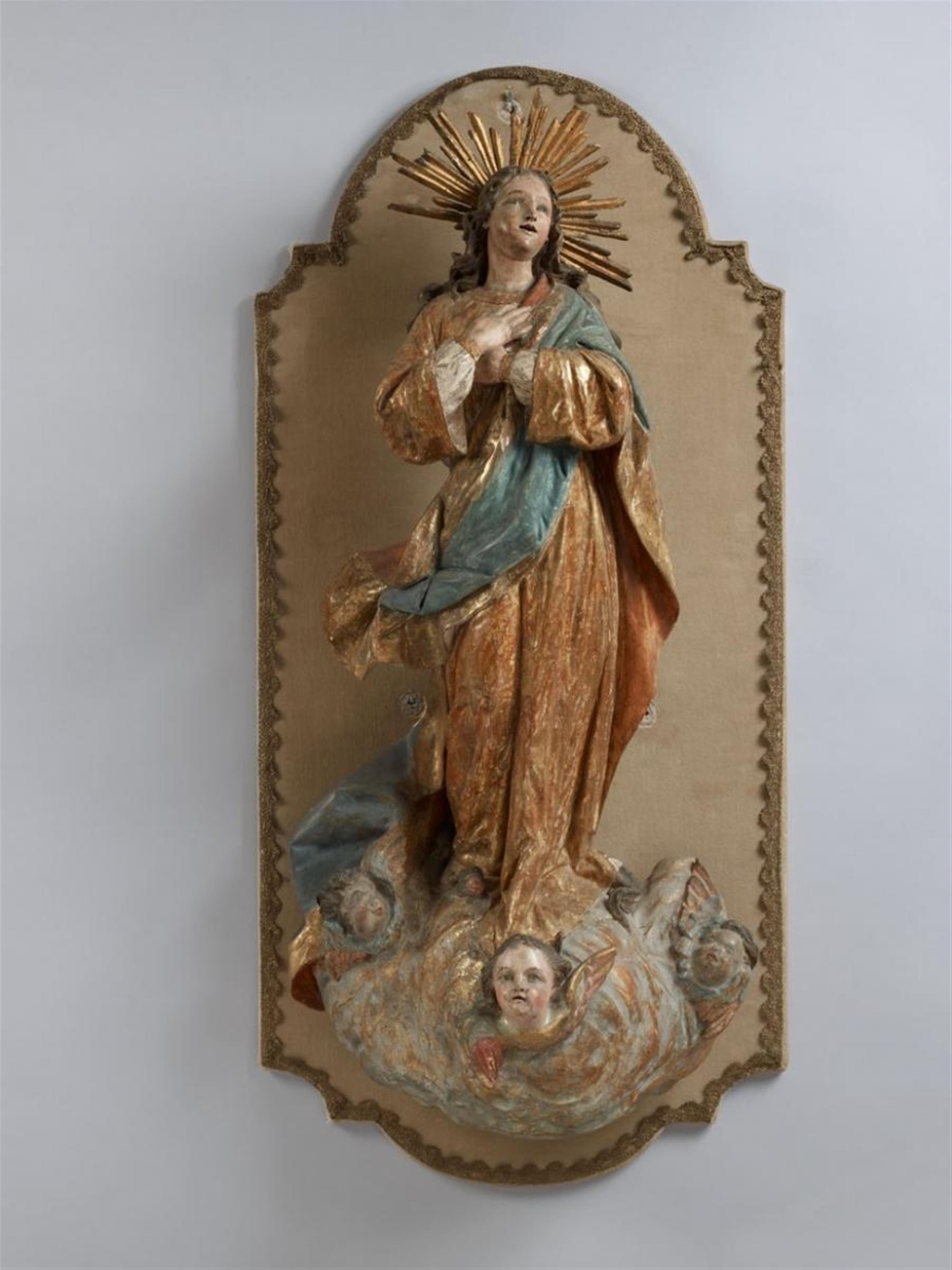 A high relief wood figure of THE VIRGIN IMMACULATE - image-1