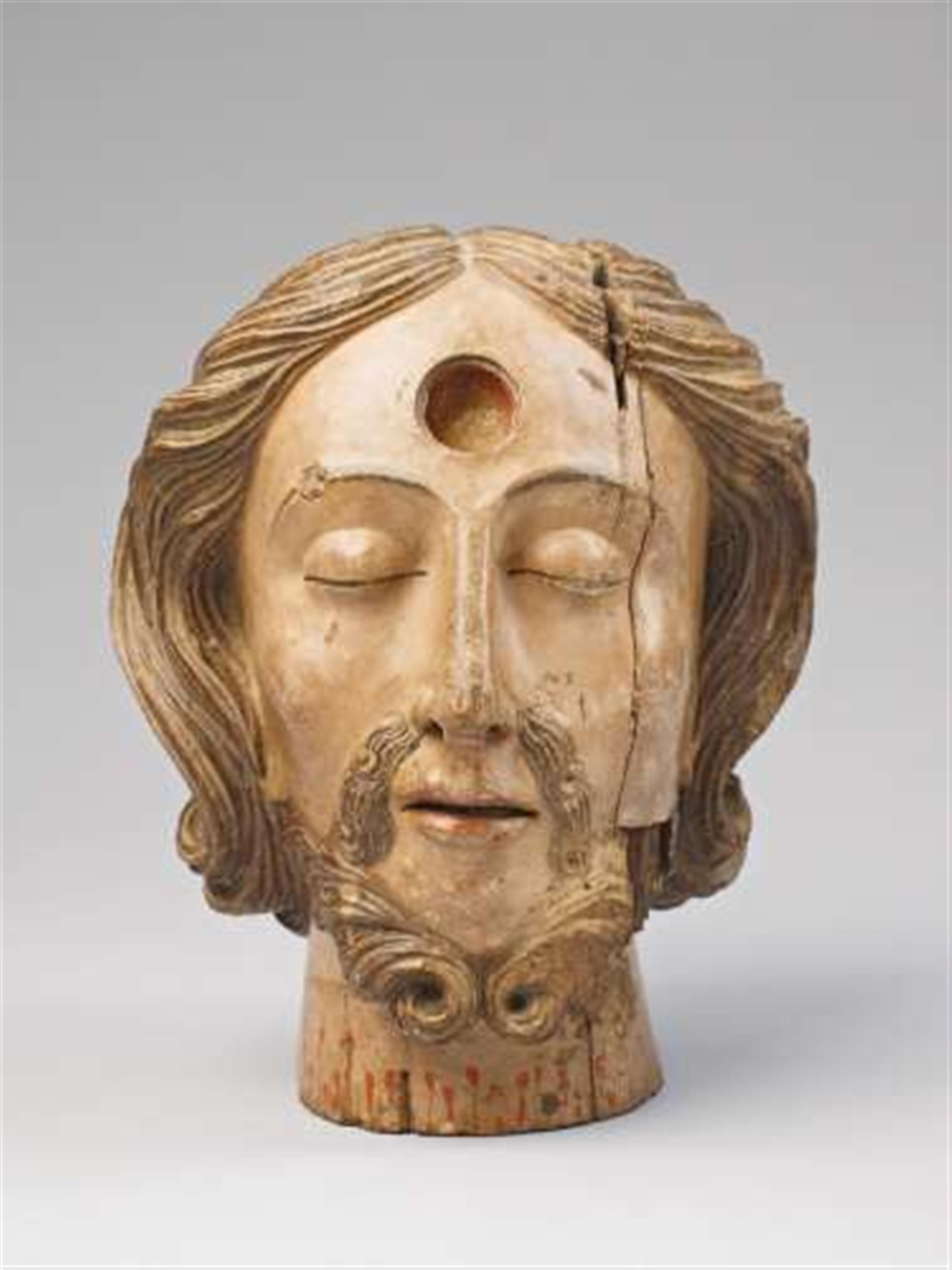 A polychrome oakwood HEAD OF SAINT JOHN THE BAPTIST - image-2