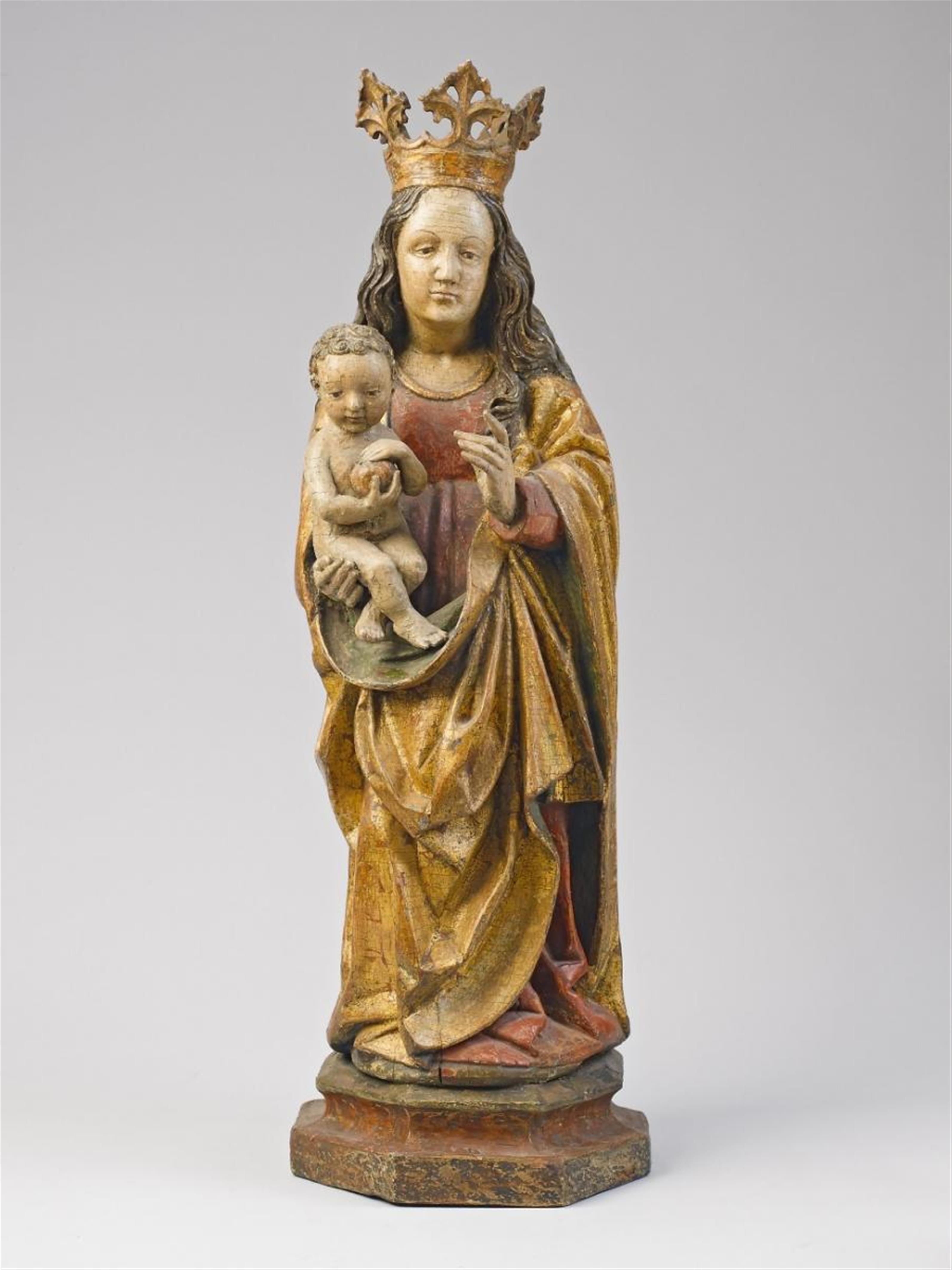 A carved wood group of THE VIRGIN WITH CHILD - image-1