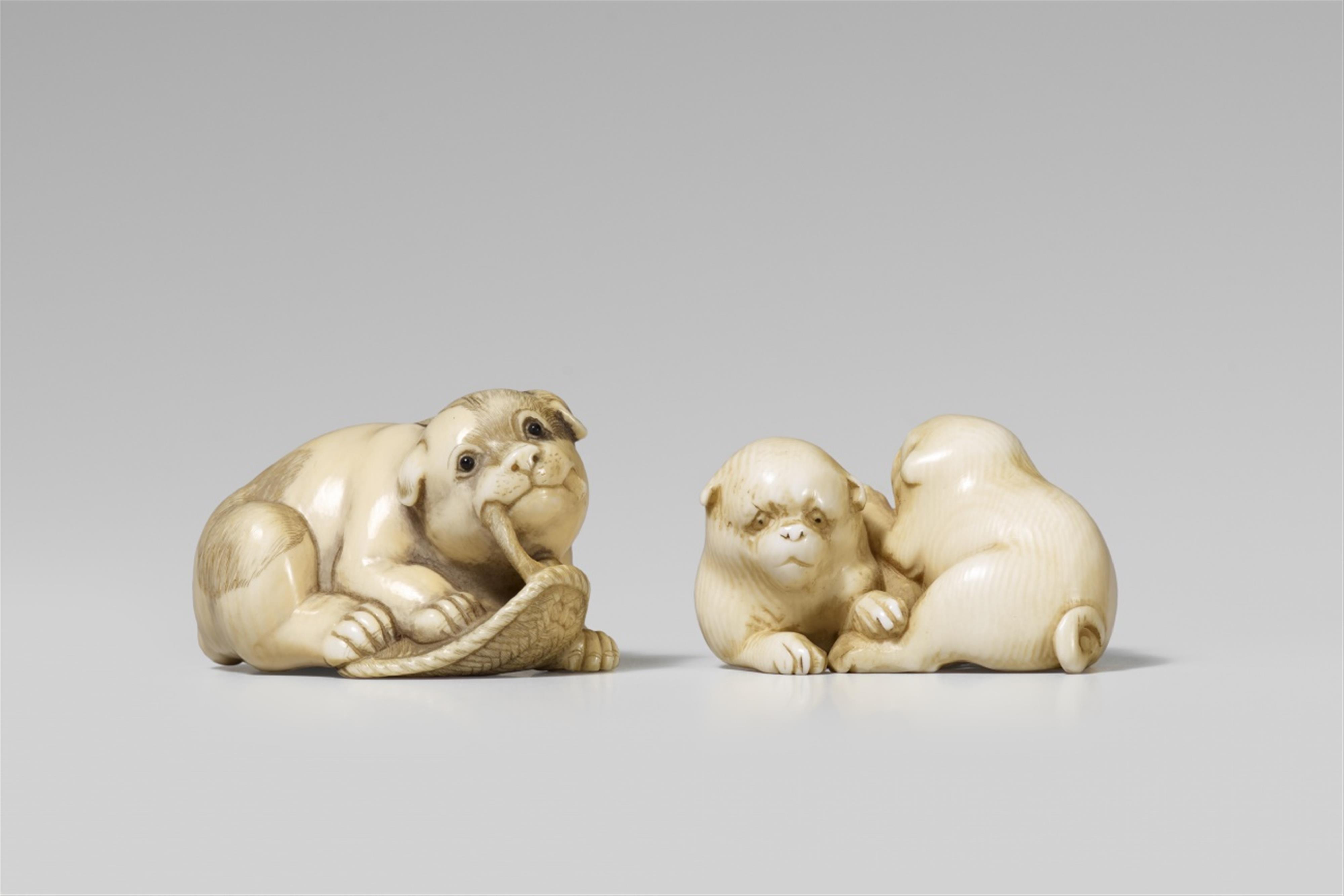 Two ivory netsuke of dogs. 19th/20th century - Lot 362