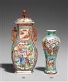 A hu-shaped famille rose vase and cover. Around 1800 - image-1