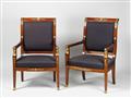 A pair of French Empire style ormolu-mounted mahogany armchairs. - image-2