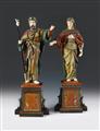 Two large, rare sculptures of Ptolemy I Soter and Cleopatra on ornamental trapezoid bases. - image-1