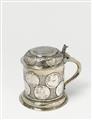 A rare Sorau/Lusatia silver partially gilt tankard. Set with coins dated between 1535 and 1714. Engraved with the monogram 'M.E.V.W.G.V.H'. Unidentified maker's mark 'IGN', ca. 1720 - 40. - image-1