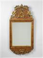 A small German or Scandinavian walnut veneered softwood mirror with gilt relief appliques. - image-2
