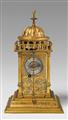 A South German fire gilt bronze and brass tower clock. - image-1