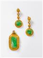 An 18k gold and jadeite demi parure. - image-1