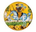 A large Montelupo maiolica charger painted with a rider. - image-2