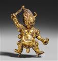 A Tibetan gilt bronze figure of Dharmaraja Yama. 19th century - image-1