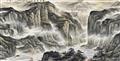 Xu Dahuzi . 20th century - A gorge with waterfall. Ink and colour on paper. Inscription, signed Xu shi Dahu and sealed Xu and Dahuzi. 20th century. - image-1