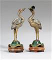 A pair of closisonné enamel cranes. Late 19th century - image-2