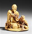 Soapstone carving of an immortal and tiger. Late 19th century - image-1