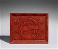 A large carved red lacquer rectangular tray. 19th century - image-1