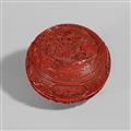 A circular carved red lacquer box and cover. 19th century - image-2