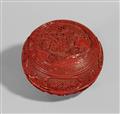 A circular carved red lacquer box and cover. 19th century - image-1