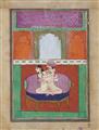 A group of eight probably Rajasthani erotic paintings and a group of 15 erotic folk paintings with text. 19th/20th century - image-1