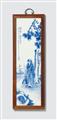 Vier blau-weiße Porzellanplatten in Holzrahmen. 20. Jh. - image-4