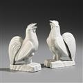 A pair of moulded blanc-de-Chine figures of a rooster and a hen. Dehua. 18th century - image-1