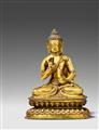 A Tibetan bronze figure of Buddha Amoghasiddhi. 18th century - image-1