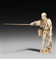 An ivory okimono of an angler. Late 19th century - image-2