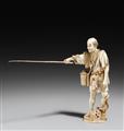An ivory okimono of an angler. Late 19th century - image-1