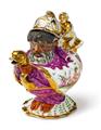 A rare Meissen porcelain grotesque-moulded teapot with "hausmaler" decor - image-2