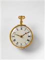 A 18k gold and fire gilt metal George II two case openface pocketwatch with verge escapement and repetition - image-1