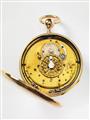 An 18k four colour gold openface pocketwatch with verge movement, repetition and an automaton with two Jaquemarts - image-2