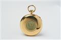 A small Parisian 18k gold hunter key winding pocketwatch with repetition. - image-1