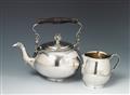 A Goldingen silver teapot and milk jug with remains of interior gilding. Monogrammed "WM". Marks of Jakob Herning, ca. 1780. - image-2