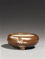 A brown-glazed bulb bowl on three feet. 16th/17th century - image-1