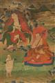 Two Tibetan thangkas each with two arhats. 18th century - image-2