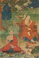 Two Tibetan thangkas each with two arhats. 18th century - image-1
