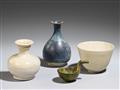 A pottery bottle, an U-shaped cup, a vase and an earthenware ladle. Tang and Han dynasty - image-2