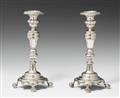 A pair of Lissabon silver candelabra. Marks of Quirino António Pereira, ca. 1830/40. - image-1