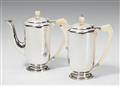 An Art Déco London silver mocca jug and a hot chocolate jug. Marks of Asprey & Co, 1937. - image-1