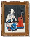 Anonymous painter . 19th century - Three reverse glass paintings depicting young lovers, a lady playing the guqin, and a scene from the "Gengzhitu" (Pictures of Tilling and Weaving). 19th century. All three frame... - image-2