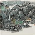 Hong Chao - Landscape. Hanging scroll. Ink and colour on paper. Inscription, signed Hong Chao and sealed Hong, xin hua and one more seal. - image-1