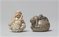 Two glazed ceramic netsuke. 19th century - image-1