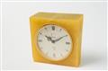 A Jaeger Le Coultre gilt metal and marble-effect bakelite table alarm clock - image-3