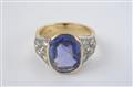An 18k gold, diamond and Ceylon sapphire ring - image-2