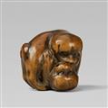 A boxwood netsuke of two playing puppies, by Masakatsu. Second half 19th century - image-2