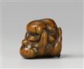 A boxwood netsuke of two playing puppies, by Masakatsu. Second half 19th century - image-1