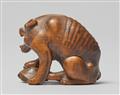 A large boxwood netsuke of a hungry wolf. Early 19th century - image-2