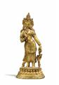 Anmutige Figur der Tara. Feuervergoldete Bronze. Nepal. 15. Jh. - image-1