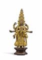 An exquisitely modeled Tibetan gilt bronze figure of Avalokiteshvara. 18th century - image-1